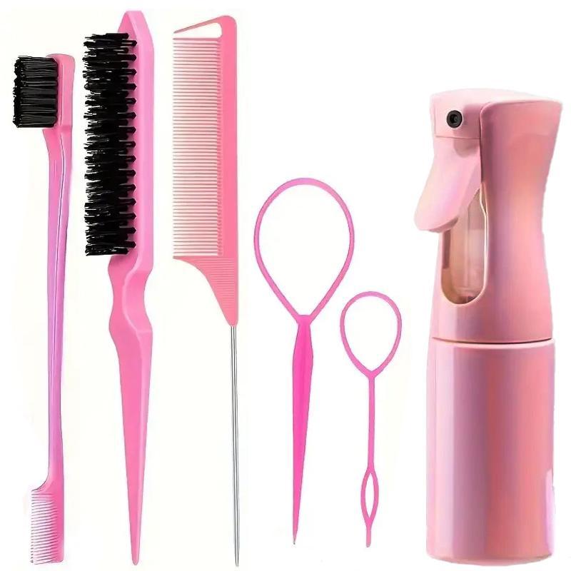 Hair Styling Comb Set, 6 Counts set Hair Comb & Spray Bottle & Eyebrow Brush & Braid Tool, Professional Durable Hair Styling Tool for Women & Girls