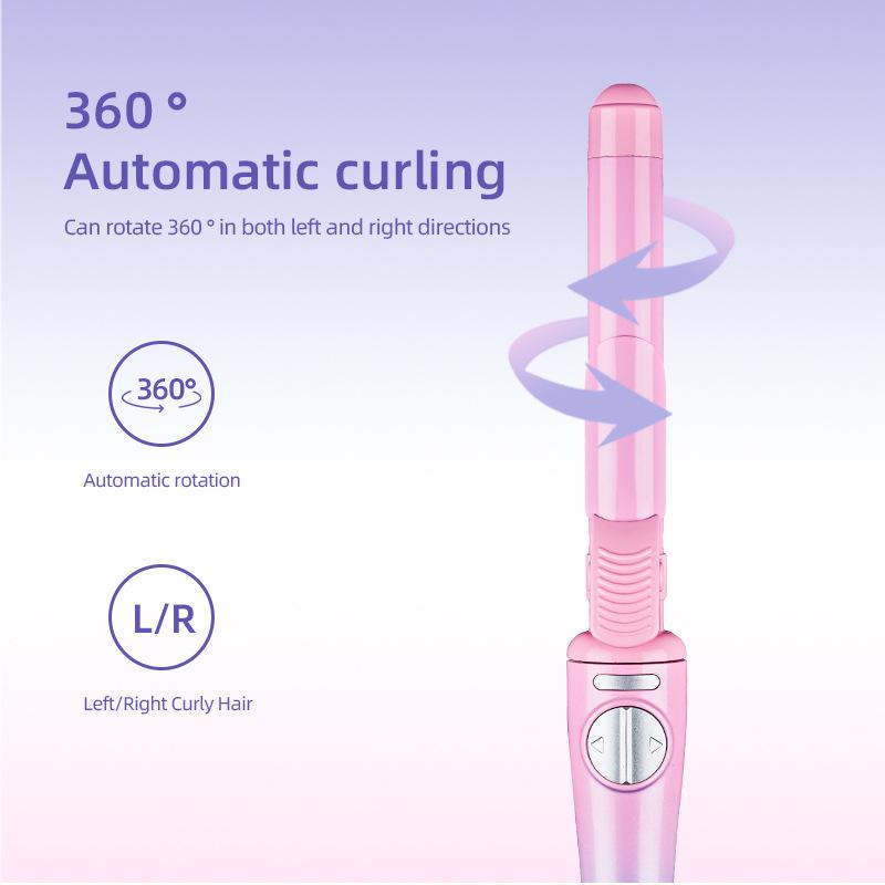 NEW! AILIYZ B1.25 Rotating Curling Iron - Pink Sunset