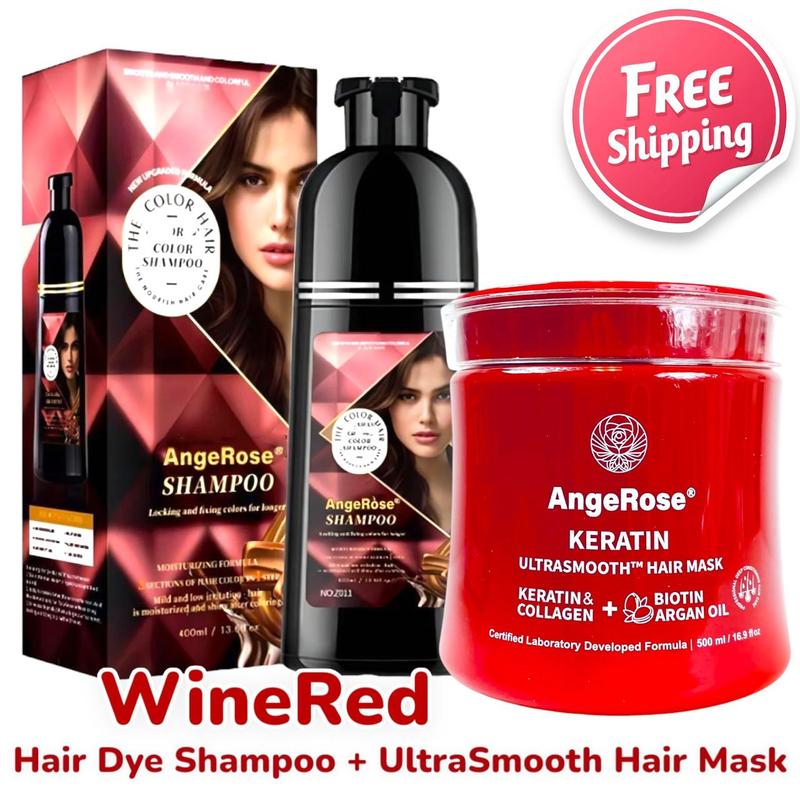 AngeRose Hair Color Shampoo New Packaging, Instant Grey Coverage, Available in Wine Red, Chestnut Brown, Nature Black and Purple, Perfect Gift for Women & Men, Gentle Hair Dye Salon Haircare