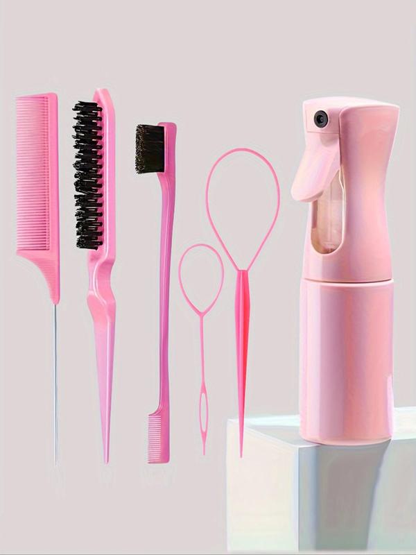 Hair Styling Kit for Salon, 6 Counts Hair Styling Tool Set, Including Brush Set, Spray Bottle, Braiding Tool, Rat Tail Comb, Suitable for All Hair Types, Hair Salon Tools & Accessories