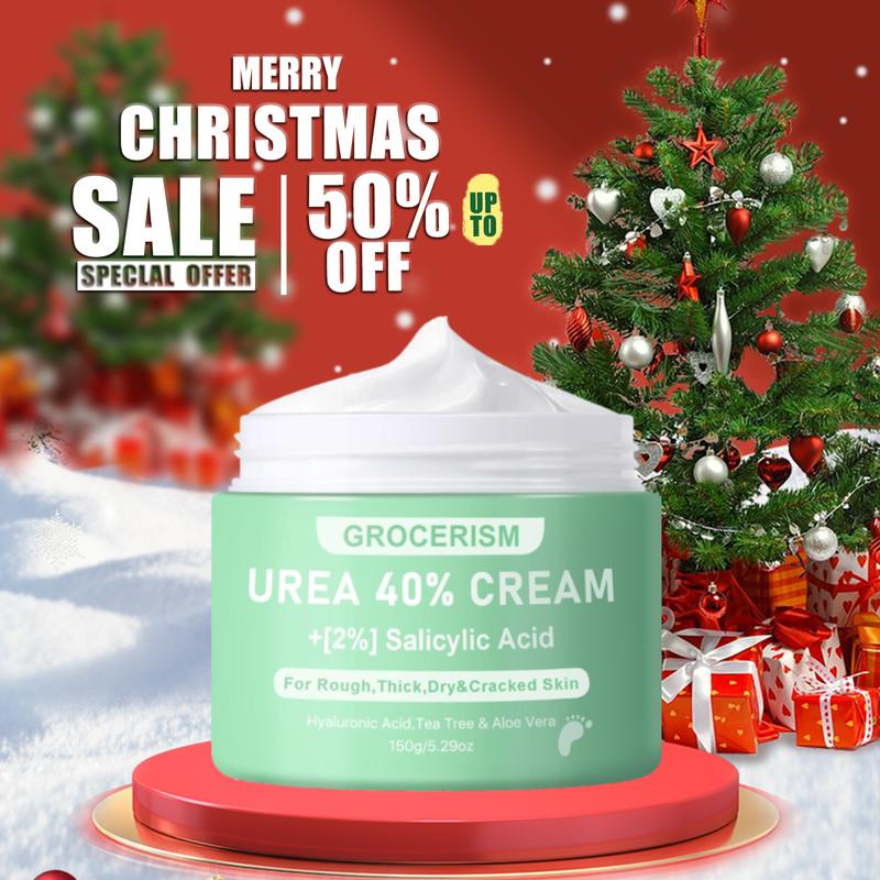 [Merry Christmas] Grocerism Urea Cream 40 Percent For Feet Plus 2% Salicylic Acid 5.29 oz, Foot Cream and Hand Cream Maximum Strength with Hyaluronic Acid, Tea Tree, and Aloe Vera For Deep Moisturizes, Callus Remover and Soften All Skin Types, Hydrating