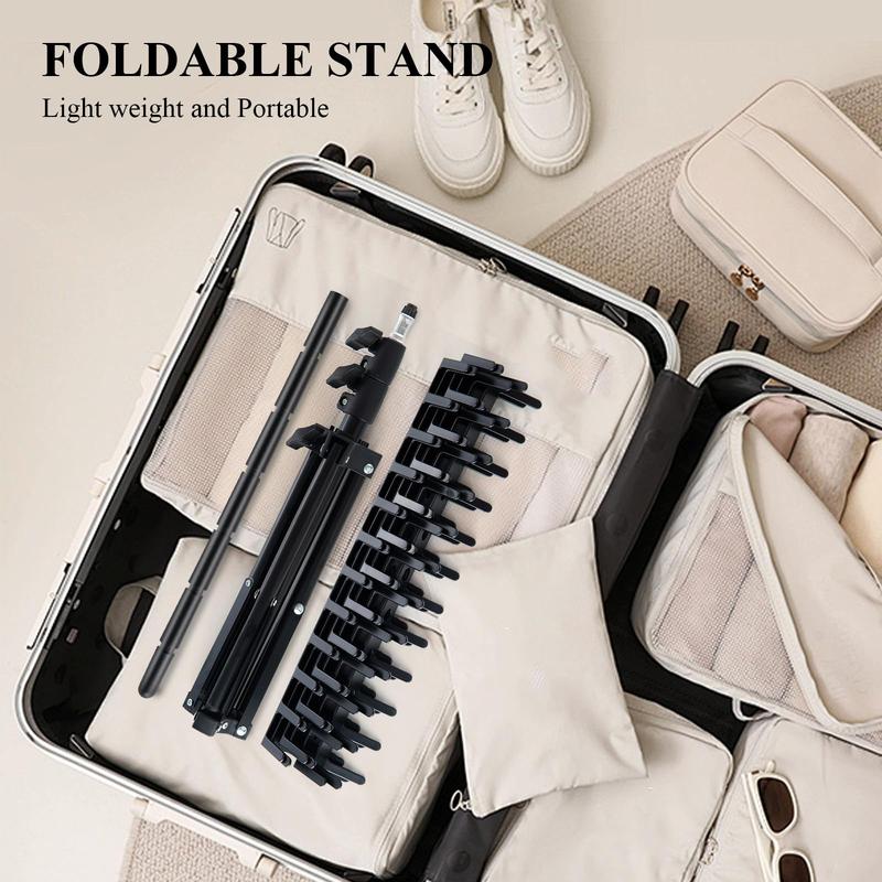 Heatless Hair Braiding Stand Set, 17pcs set Hair Extension Display Stand with Hair Braiding Tool, Adjustable Hair Extension Storage Rack,  Heatless Curls,  Hair Styling Tools