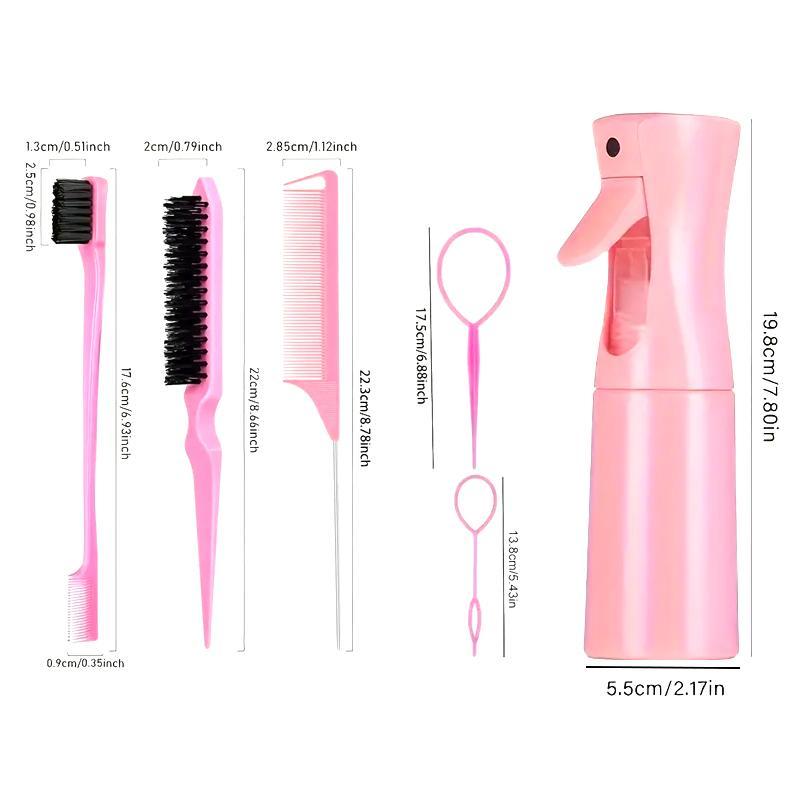 Hair Styling Comb Set, 6 Counts set Hair Comb & Spray Bottle & Eyebrow Brush & Braid Tool, Professional Durable Hair Styling Tool for Women & Girls