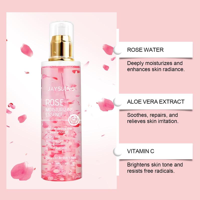 Rose Moisturizing Facial Essence, Long Lasting Hydrating Facial Serum, Brightening Facial Essence, Face Care Product for Women & Men