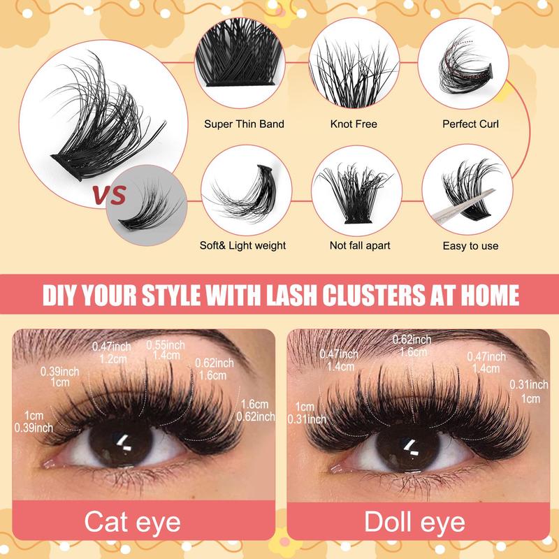 Natural Look Eyelash Extensions Kit, 464 Clusters Mixed Length & Style Individual False Eyelashes with Tools for Eyelashes Extensions, Eye Makeup Accessories for Women & Girls, Christmas, Christmas Gift