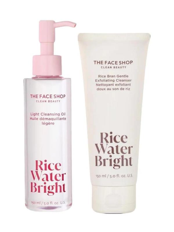 Rice Water Bright The Glow Cleanse Duo Double Cleansing Facial Cleanser for Radiant Skin - Skincare Foam Exfoliant