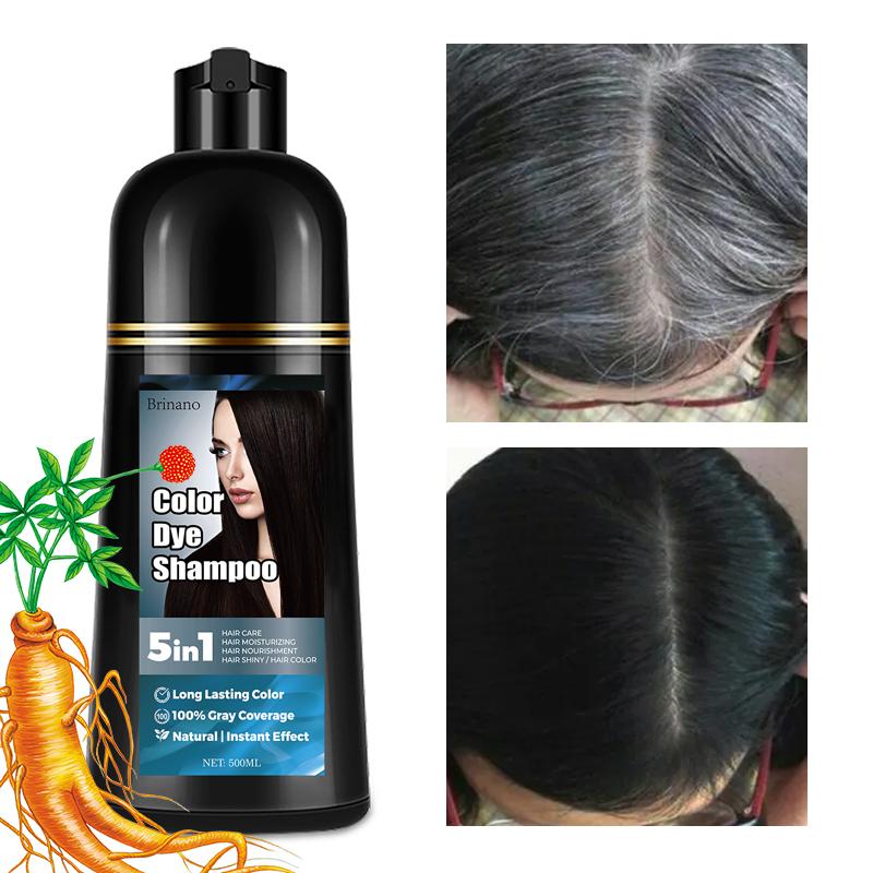 Brinano 5-in-1 Black Hair Dyeing Shampoo with Grey Coverage+100% Available in Multiple Colors with Herbal Ingredients for Hair Care and Moisturizing Hair Dyes. It does not harm the skin, has no irritating odor, and is easy to operate Haircare Bowl Plant