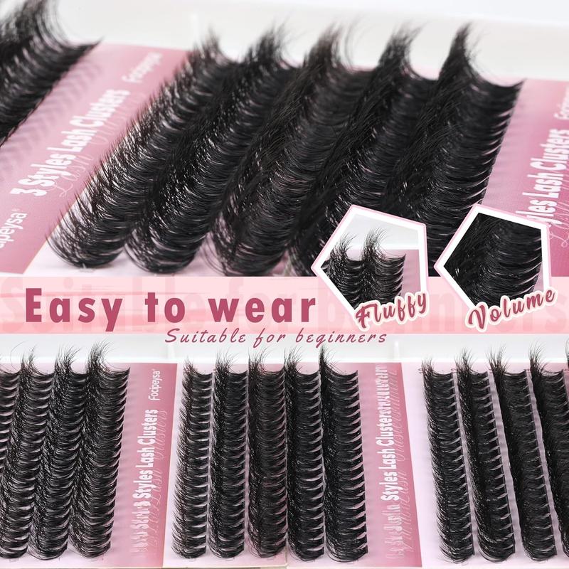 Lash Extension Kit 300 count Lash Clusters Fluffy Eyelash Extension 60D 70D 80D Eyelash Clusters 9-16mm DIY Lash Extensions Kit with Waterproof Lash Bond and Seal and Lash Tweezers