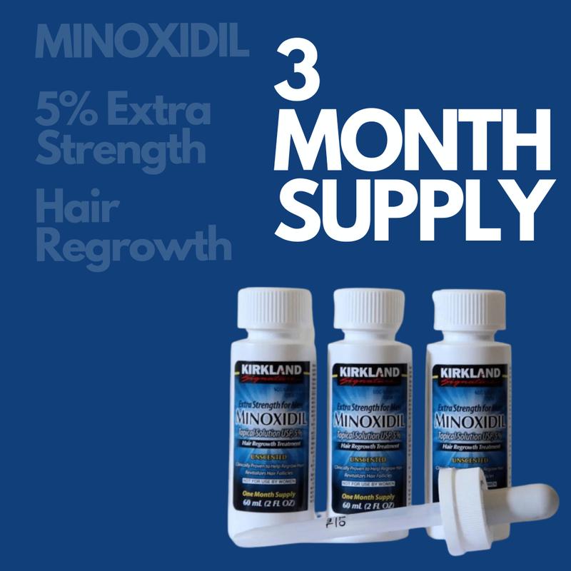 Kirkland Minoxidil 5% Extra Strength Men Hair Regrowth Solution 3 Month 05 2025 Hair Care Pack Comfort