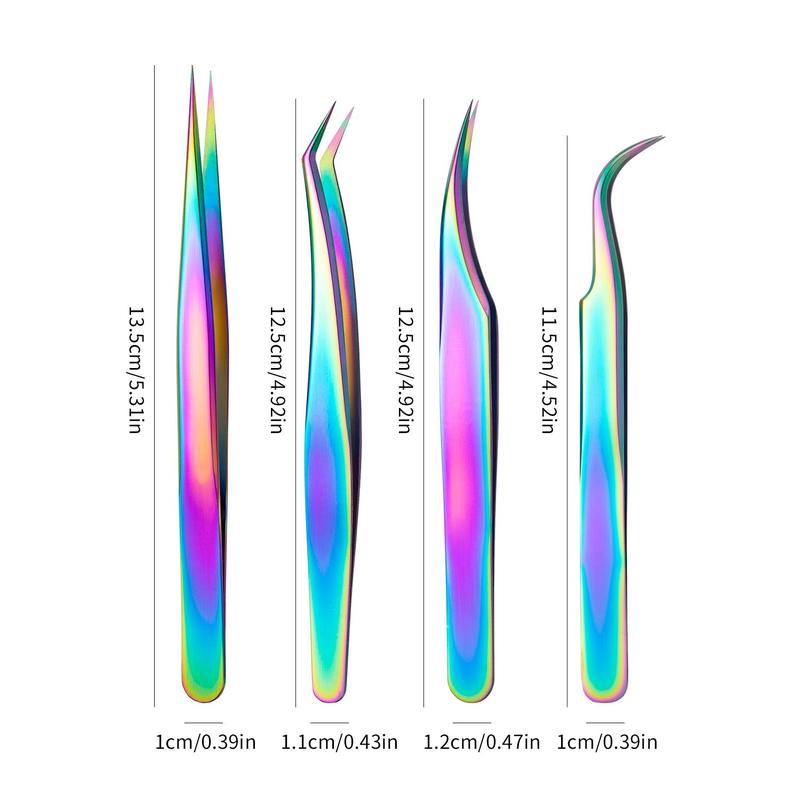 4pcs Mixed Size Eyelash Extension Tweezer, Stainless Steel Eyelash Extension Tweezer, Professional Makeup Tools for Women