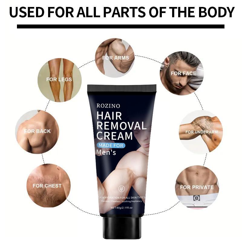 60g Hair Removal Cream for Men, 1 Box Gentle Painless Hair Removal Product, Men's Depilation Cream for Legs Arms Chest, Hair Remover Cream for Home and Travel