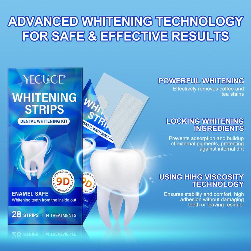 Advanced 9D Teeth Brightening Strips, 14pcs box Comfort Teeth Brightening Strips, Oral Care Strips for Men & Women, Dental Care Products for Home & Travel