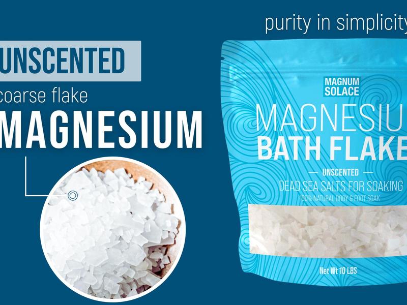 Magnesium Bath Flakes - Magnesium Chloride Flakes - Dead Sea Salts for Soaking, Unscented 10 LBS