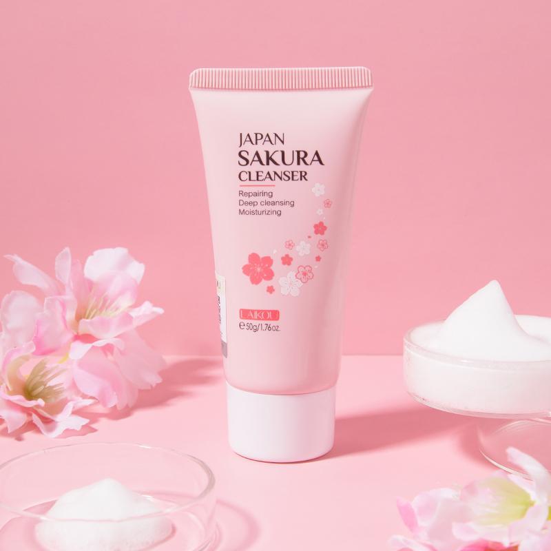 Sakura Extract Moisturizing Facial Cleanser, Gentle Exfoliating Facial Wash, Facial Cleansing Foaming Face Wash, Hydrating Comfort Skincare Gifts