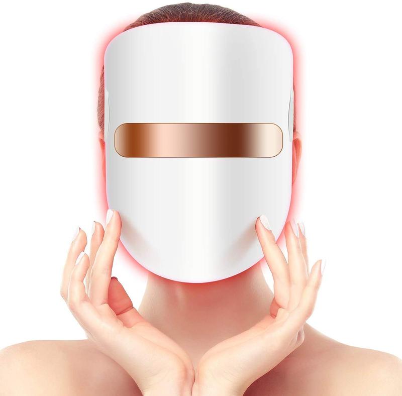 Face Mask with Red Light Therapy, LED Mask Light Therapy for Face and Skin, 3-Colour LED with Near Infrared Light, Care Device for All Skin