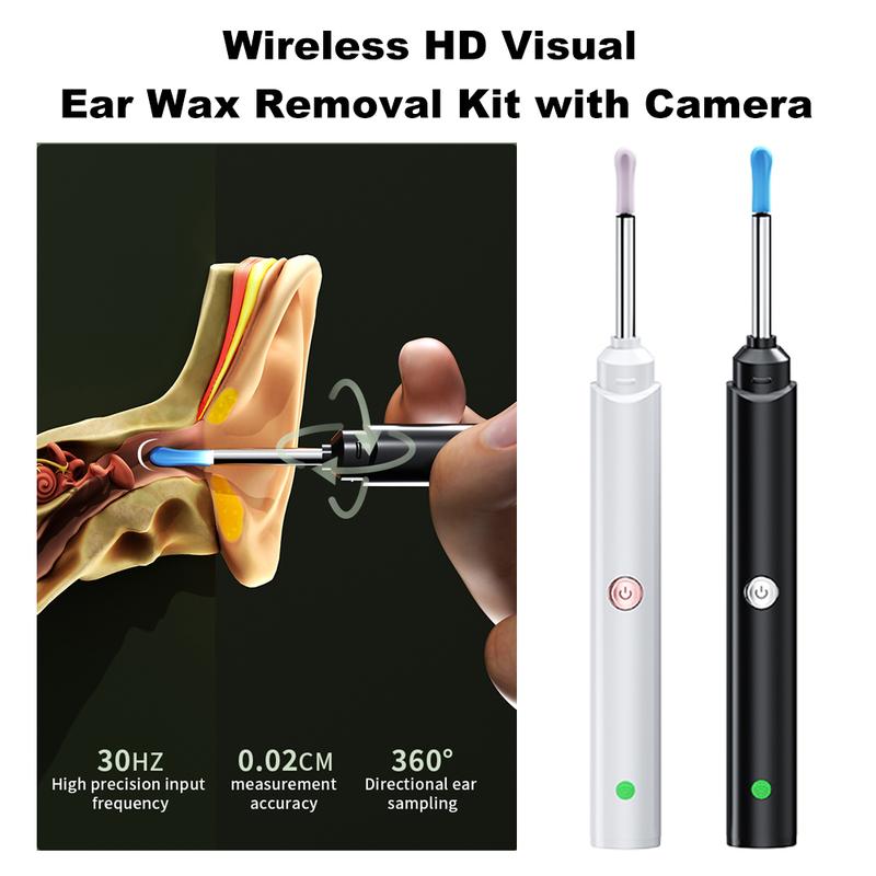 Visual HD Ear Cleaner with Camera, Waterproof Wireless Ear Wax Removal Kit with LED Light, 8-Piece Silicone Tip Set for Daily Ear Care