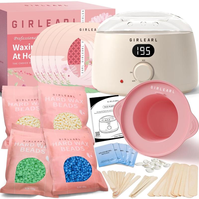 Digital Waxing Kit for Home Hair Removal, Including Wax Warmer, Wax Beads, and Silicone Pot for Brazilian, Bikini, Facial, and Leg Areas