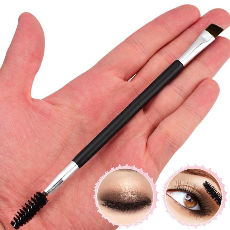 Eyebrow Brush, Professional Dual Angled Eye Brow Brush and Spoolie Brush Eyelash Comb Eyebrow Tool (Black)