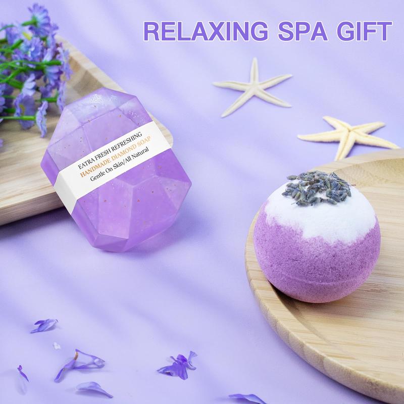 Lavender Spa Gift Set with Emotional Support Eggplant Doll, Birthday & Christmas Gifts for Women, Mom, Sister, Girlfriend, Coworker