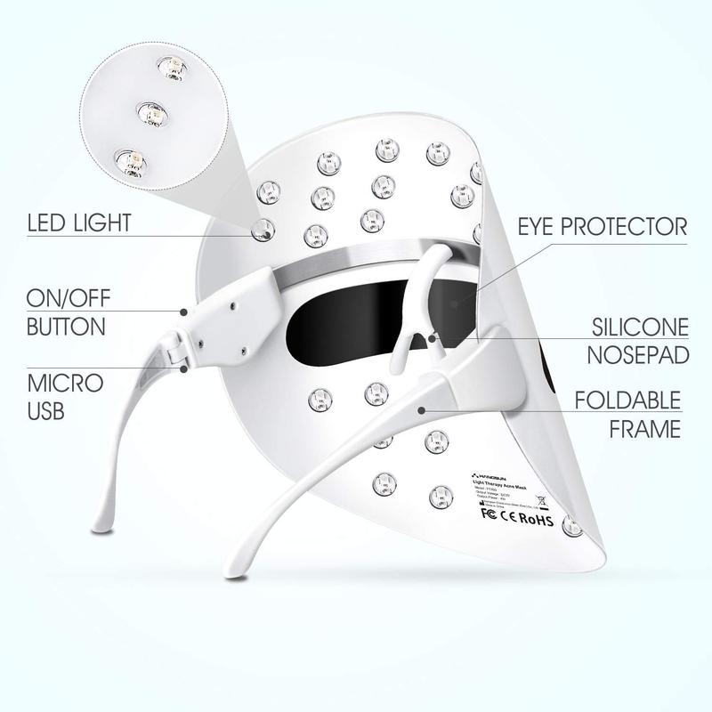 Face Mask with Red Light Therapy, LED Mask Light Therapy for Face and Skin, 3-Colour LED with Near Infrared Light, Care Device for All Skin