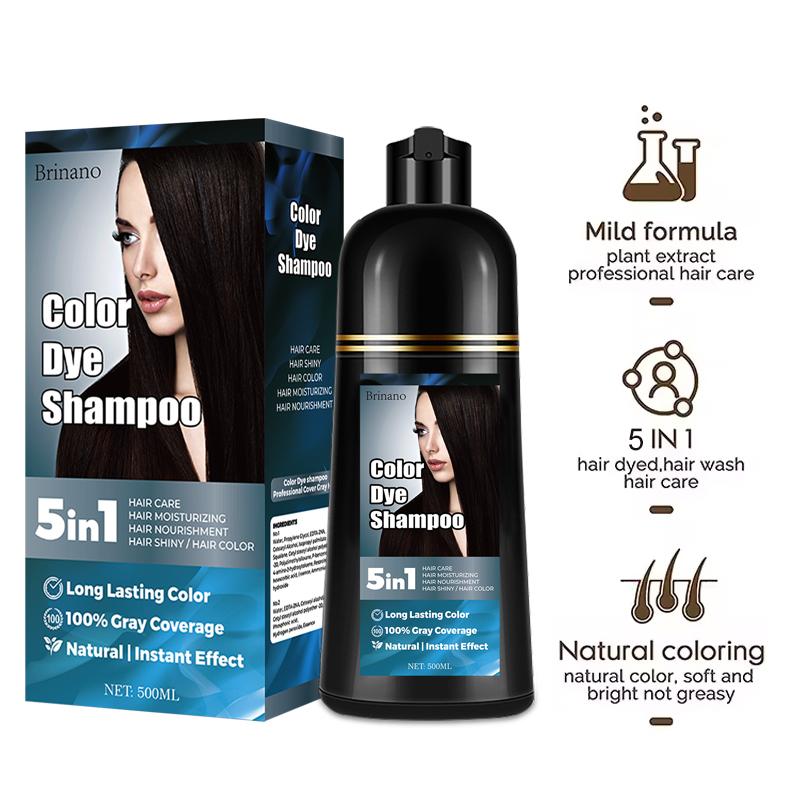 Brinano 5-in-1 Black Hair Dyeing Shampoo with Grey Coverage+100% Available in Multiple Colors with Herbal Ingredients for Hair Care and Moisturizing Hair Dyes. It does not harm the skin, has no irritating odor, and is easy to operate Haircare Bowl Plant