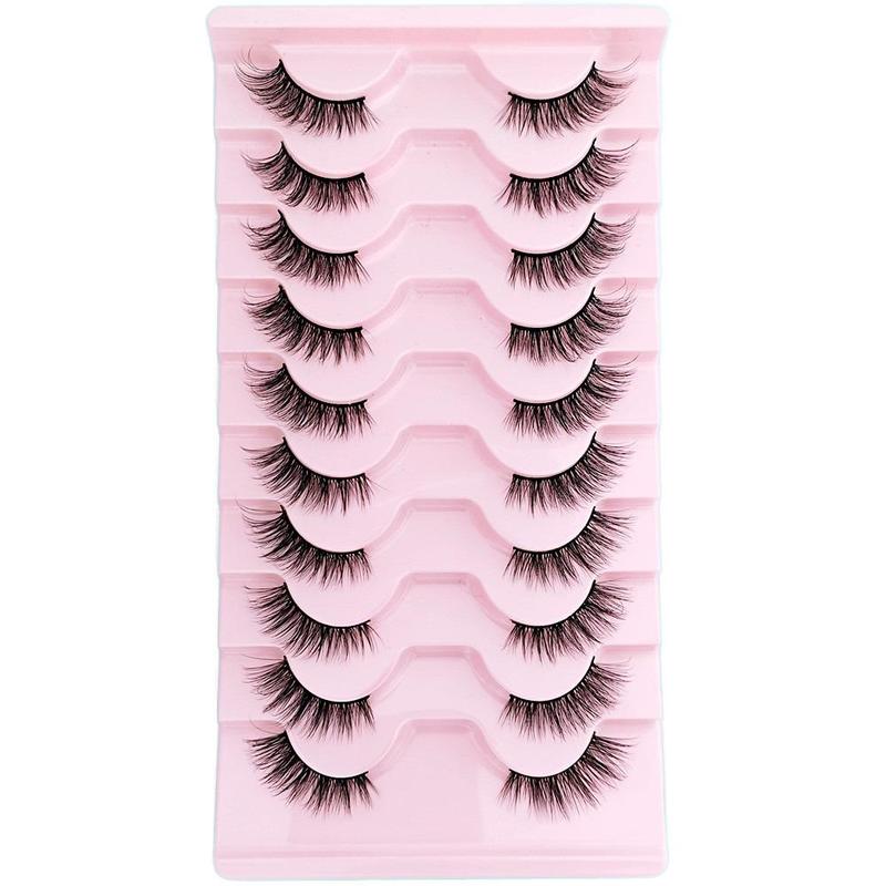 Eyelashes Extensions Half Cut False Eyelashes, 10 Pairs Natural Fluffy Cluster Eyelashes Extensions Kit, Lash Extension Kit for Women, Eyelash Extension Kit, Christmas Gift