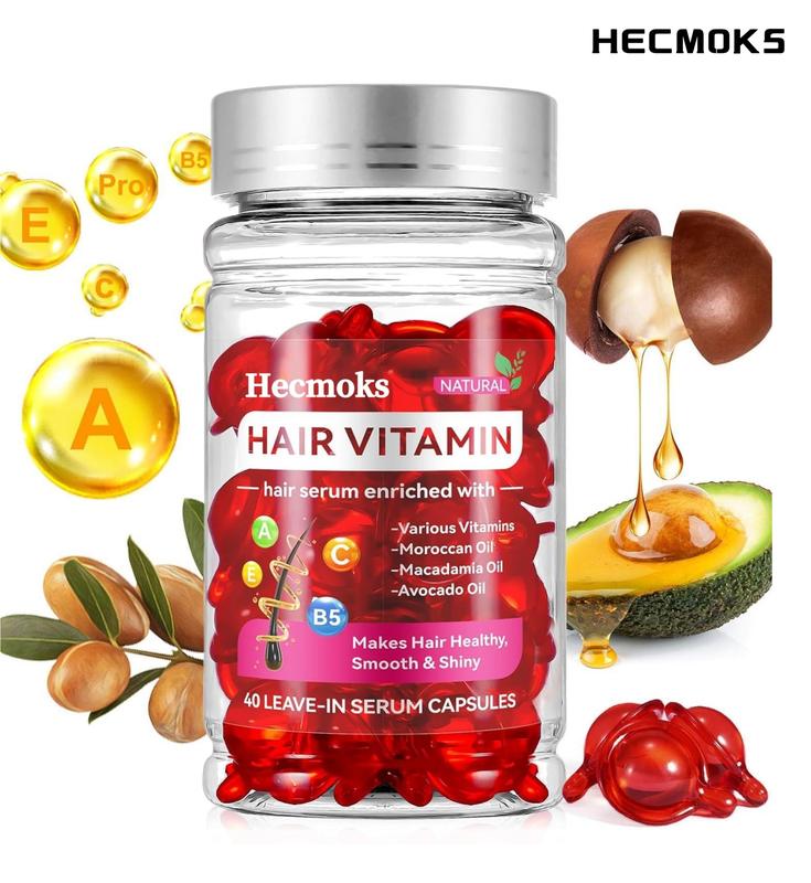 HECMOKS Professional Hair Treatment Serum Capsules - Infused with Vitamins A, C, E & Pro B5 for Improved Hair Health