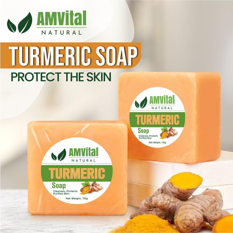 AMVital Turmeric Soap Bar (2 Pack) Facial & Body Soap Handmade Dark Spots, Smooth Skin,  Natural Body Care Comfort Body Care Comfort