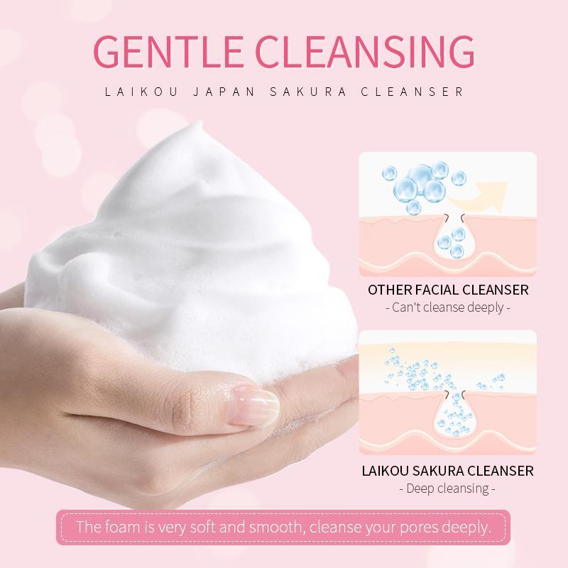 Sakura Extract Moisturizing Facial Cleanser, Gentle Exfoliating Facial Wash, Facial Cleansing Foaming Face Wash, Hydrating Comfort Skincare Gifts