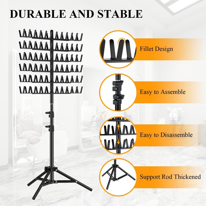 Heatless Hair Braiding Stand Set, 17pcs set Hair Extension Display Stand with Hair Braiding Tool, Adjustable Hair Extension Storage Rack,  Heatless Curls,  Hair Styling Tools