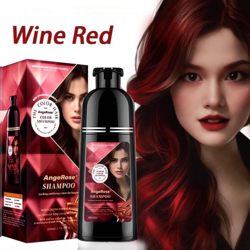 AngeRose Hair Color Shampoo New Packaging, Instant Grey Coverage, Available in Wine Red, Chestnut Brown, Nature Black and Purple, Perfect Gift for Women & Men, Gentle Hair Dye Salon Haircare