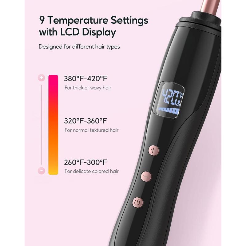 3 8 Inch Small Curling Iron, Small Curling Wand for Short and Long Hair, Ceramic Small Curling Iron with Adjustable Temperature, Including Heat Resistant Glove (Rose Pink) Thanksgiving, Christmas, New Year Gift