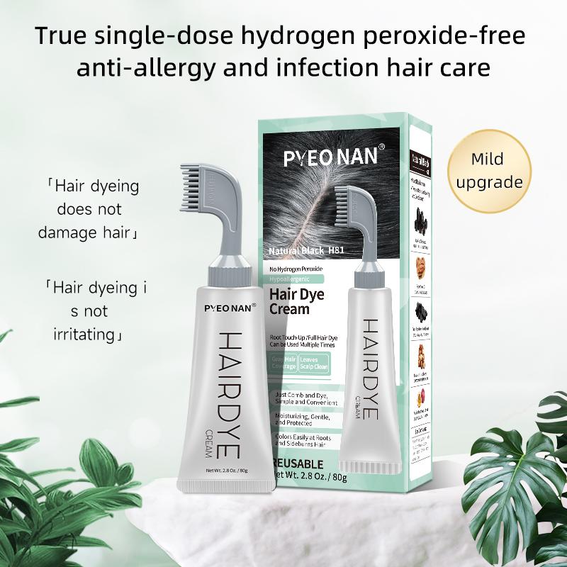 Natural Plant Extract Unisex  PYEONAN Hair Dye Comb Without Bleaching, Instant 2 in 1 + Grey Hair Coverage and Haircare -Herbal Ingredients Hair Color 2.8Oz.  80g