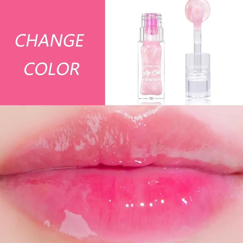 Magic Color Changing Lip Oil, Hydrating Lip Glow Oil V2, Gloss Tinted Lip Balm Transparent Lip Care, Long Lasting Nourishing Non-sticky Fresh Texture