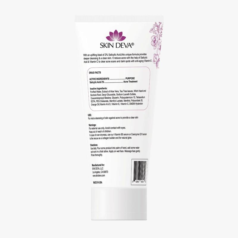 Skin Deva Deep Acne Cleanser | 2% Salicylic Acid | For normal to oily skin type | Unblock Pores, Reduces Blackheads, Pimples & Excess Oil | 175 ml Facial Skincare