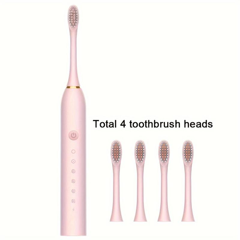 Electric Toothbrush Set, 1 Box Waterproof Rechargeable Toothbrush & Replacement Brush Heads, Oral Care Product for Adults,  Electric Toothbrush