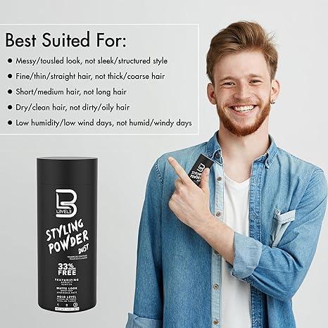 L3 Level 3 Styling Powder - Natural Look Mens Powder - Easy to Apply with No Oil or Greasy Residue Haircare Comfort