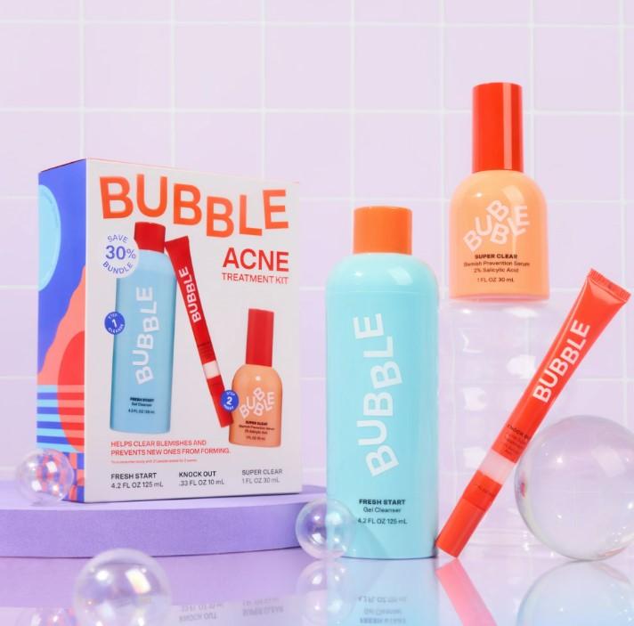 Bubble Skincare Acne Kit for All Skin Types - Includes 3 Items for Skin Repair and Comfort