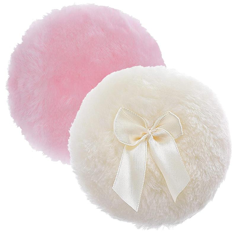 Large Fluffy Powder Puff, 4 Inch Ultra Soft Washable Reusable Velour Face Body Powder Puff Loose Powder Puffs Wet Dry Makeup Tool