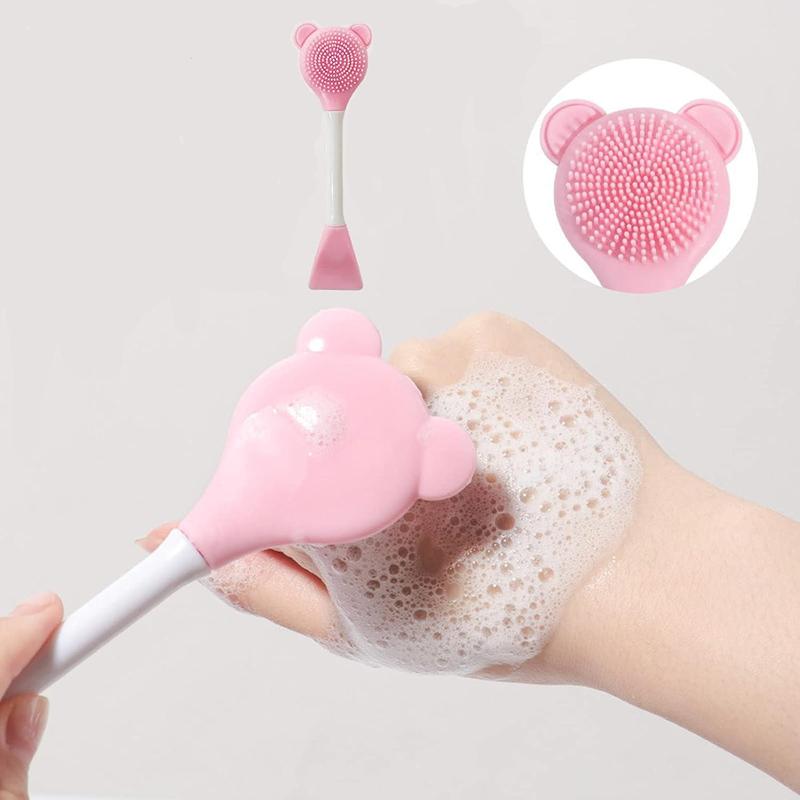 Silicone Face Massage Brush, Double-ended Face Scrubber, Facial Skin Care Brush, Great for Facial Pore Cleaning, Exfoliating & Face Massaging