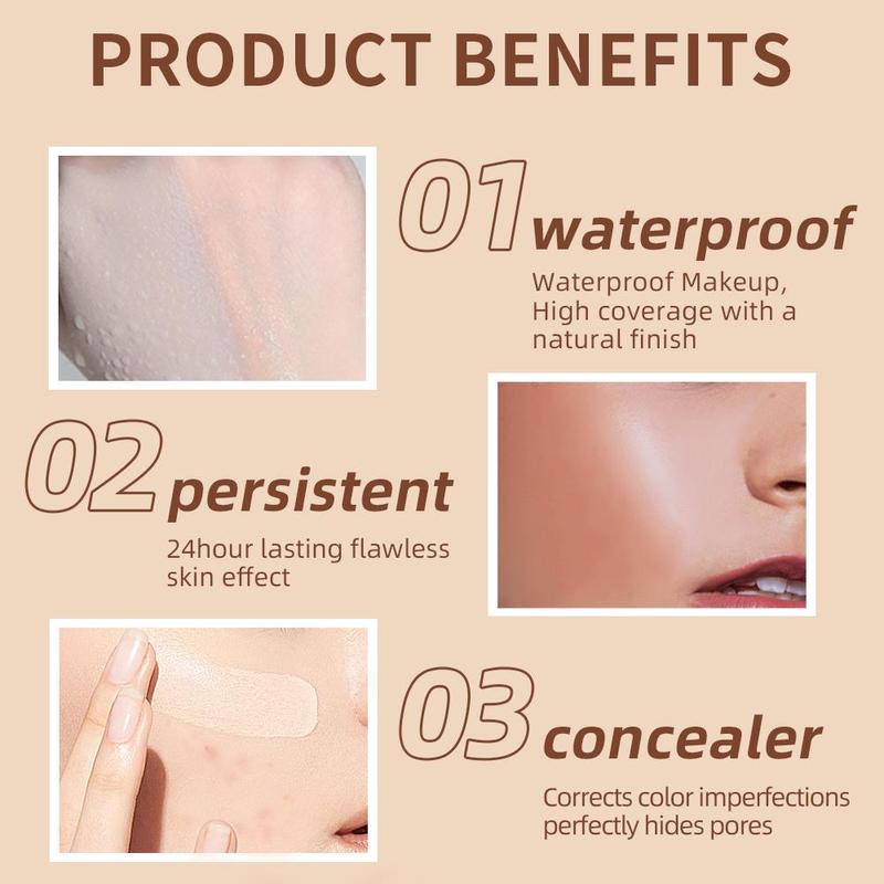 Long-lasting Foundation, Waterproof & Sweatproof Liquid Foundation, Lightweight & Flawless Makeup Base for Women