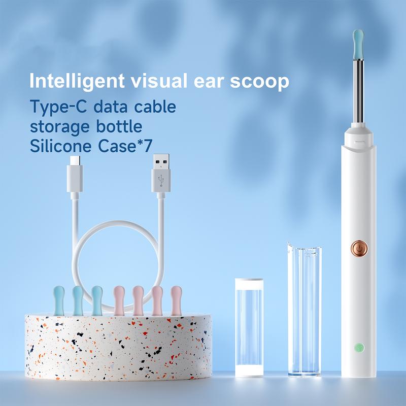 Visual HD Ear Cleaner with Camera, Waterproof Wireless Ear Wax Removal Kit with LED Light, 8-Piece Silicone Tip Set for Daily Ear Care