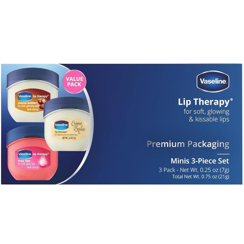 Vaseline Lip Therapy Bundle - Creme Brulee, Rosy Lips & Cocoa Butter, 0.25 Ounce (Pack of 3) - Vaseline Moisture Skincare