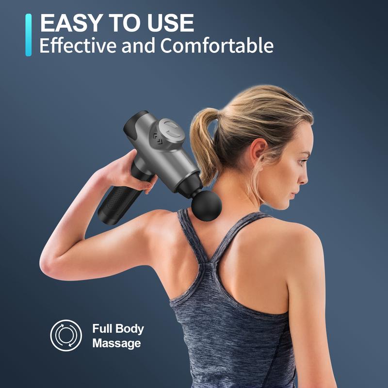 Massage Gun, Muscle Therapy Gun for Athletes, Deep Tissue Percussion Body Muscle Massager with 30 Adjustable Speeds, 6 Types of Massage Heads, Handheld Massager for Neck Back Pain Relief