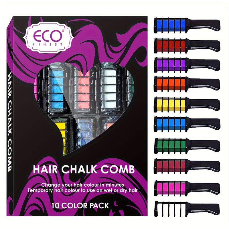 Set of 10 Vibrant Temporary Hair Chalk Combs for Everyday Parties And Cosplay, Easily Washable, Lasts Over 24 Hours, Safe for Natural Hair Color, Perfect for Instant Hair Dyeing for Events Like Halloween And Christmas.