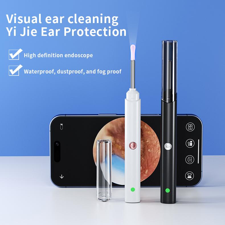 Visual HD Ear Cleaner with Camera, Waterproof Wireless Ear Wax Removal Kit with LED Light, 8-Piece Silicone Tip Set for Daily Ear Care