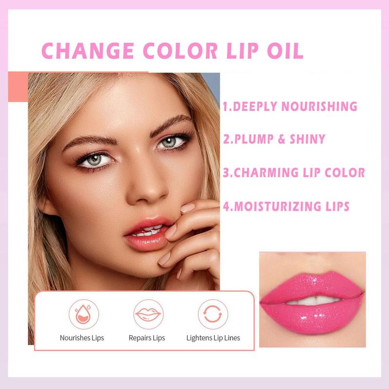 Magic Color Changing Lip Oil, Hydrating Lip Glow Oil V2, Gloss Tinted Lip Balm Transparent Lip Care, Long Lasting Nourishing Non-sticky Fresh Texture