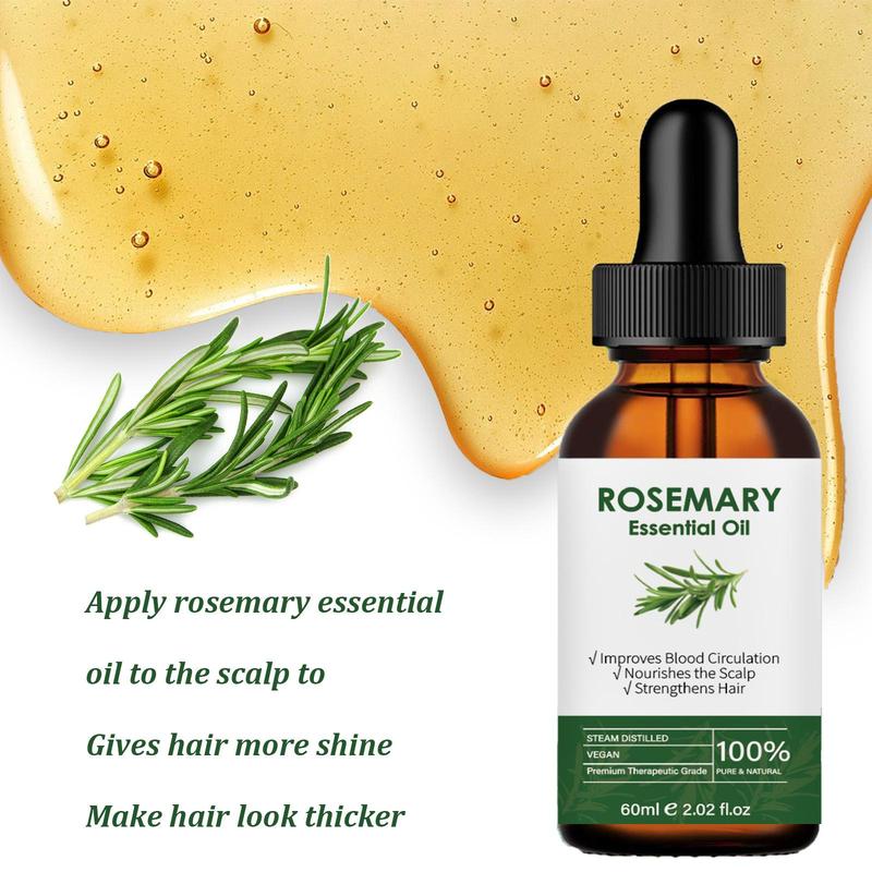 Organic Rosemary Essential Oil for Hair & Skin & Nails, 1 2 Counts Pure & Natural Essential Oil, Body Care Massage Oil for Home & Spa