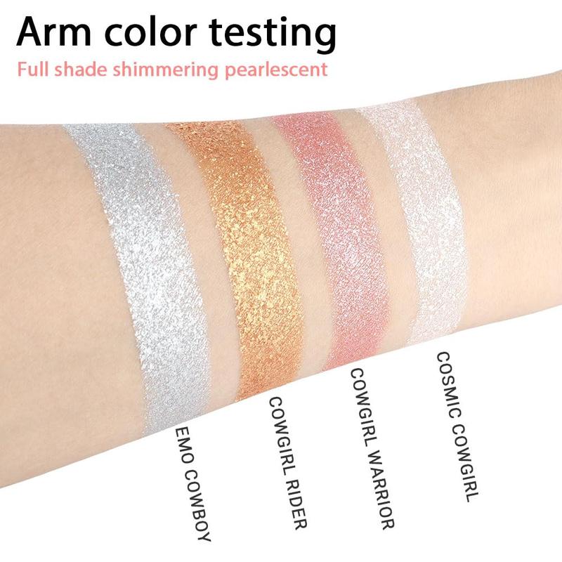 4 Colors Highlight Silver Gold Eyeshadow Palette - Cruelty-Free and Vegan Formula for Professional Makeup