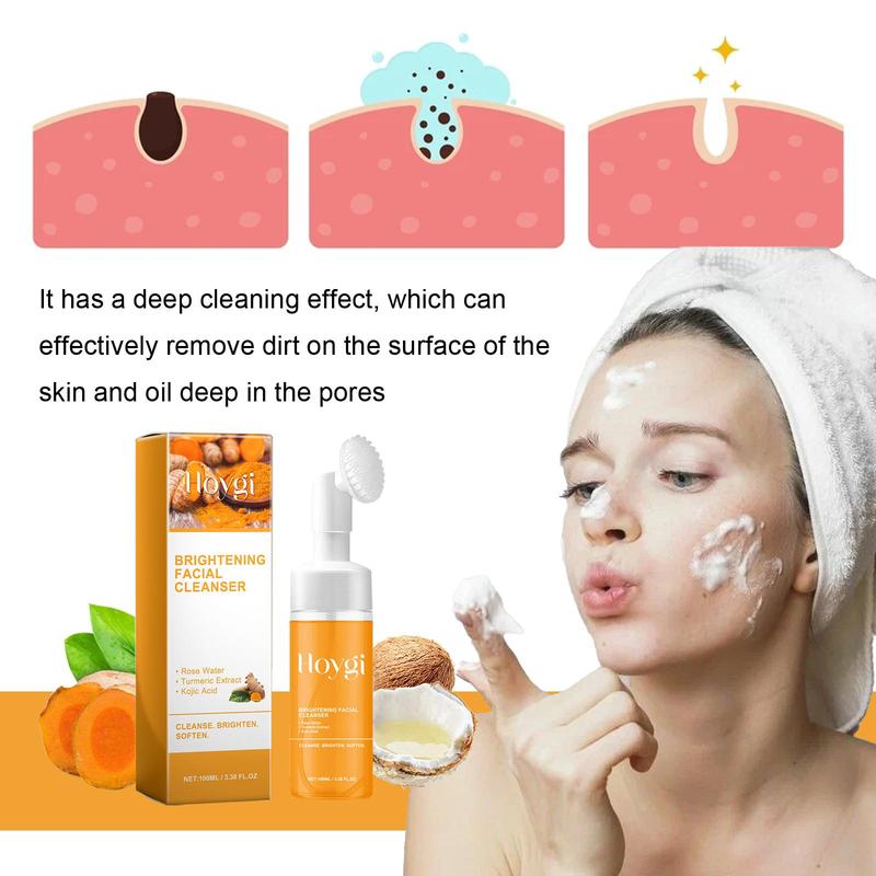 Turmeric Facial Cleanser, 2 Counts set Moisturizing Brightening Facial Cleanser, Deep Cleansing Foaming Cleanser for All Skin Types